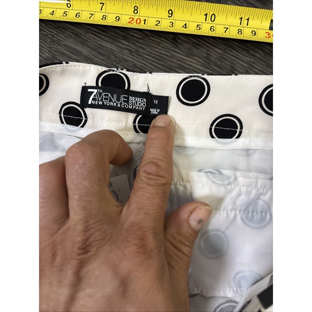 NWT NY&Co 7th Avenue Polka Dot Wide Leg Palazzo Pants Size 12 White Black - Picture 9 of 14